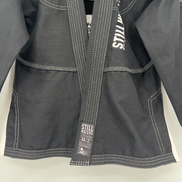 Kids Still Waters Brazilian Jiu-Jitsu Gi Kimono Top Black White Stitching Sz M 2 - Picture 3 of 12